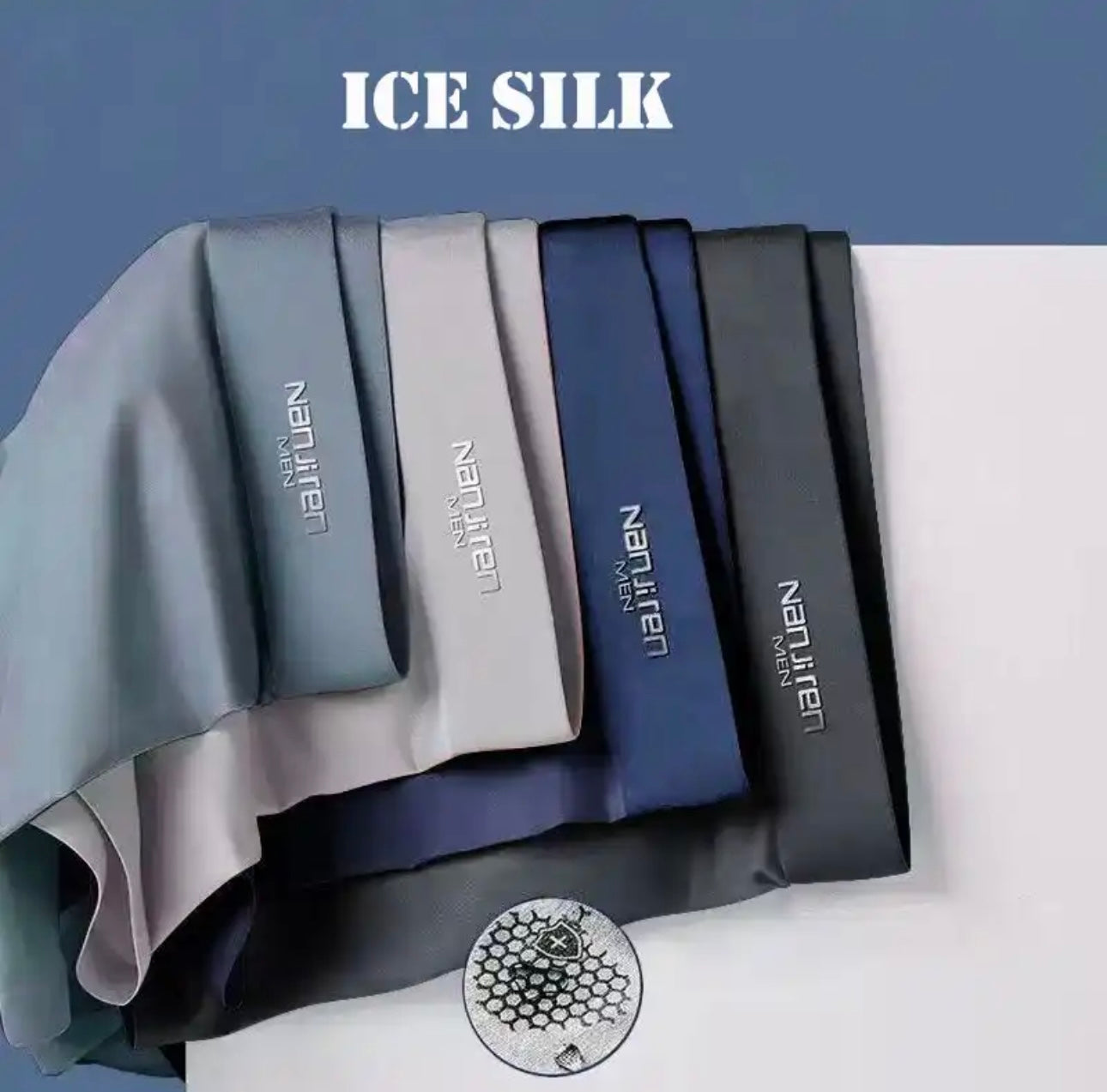 Elite Frescura Masculina: Bóxer de Seda de Hielo, Transpirable y Confortable, Finos en Lote de Piezas, Diseño Convexo en U .