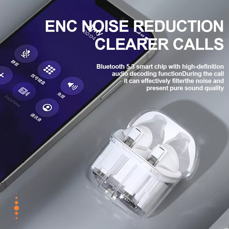 Auriculares Transparentes Inalambricos pure bass zero cables
