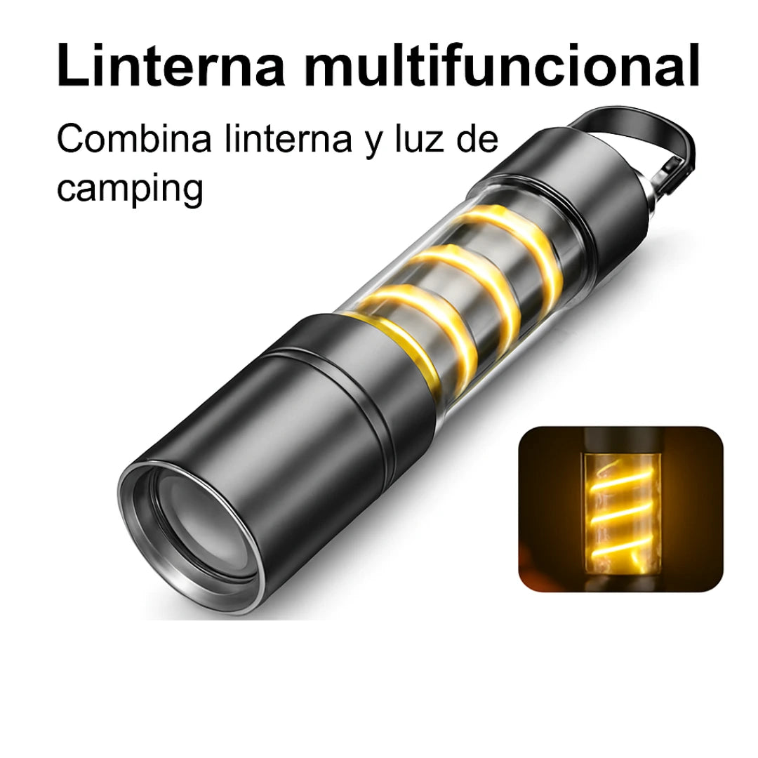 Linterna de Antorcha LED Alta Potencia Recargable USB – 3 Modos, 150 Lúmenes, 120M Alcance, Outdoor Camping Multifunción, Larga Autonomía, Luz Blanca Láser 🔦✨ Camping, Senderismo, Seguridad 🚨✨