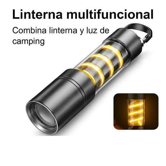 Linterna de Antorcha LED Alta Potencia Recargable USB – 3 Modos, 150 Lúmenes, 120M Alcance, Outdoor Camping Multifunción, Larga Autonomía, Luz Blanca Láser 🔦✨ Camping, Senderismo, Seguridad 🚨✨