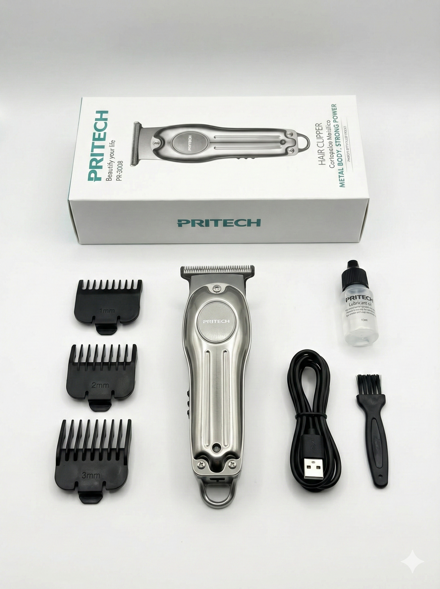 ✂ Cortapelos Profesional MINI PRITECH PR-3008 ⚡ Compacta, Metálica y Precisa – Potencia Máxima en el Tamaño de tu Mano 🖐