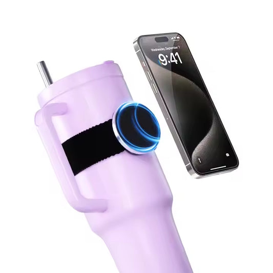 Vaso Termo Acero Inoxidable 1L con soporte para móvil - Ideal para Camping, Viajes y Oficina
