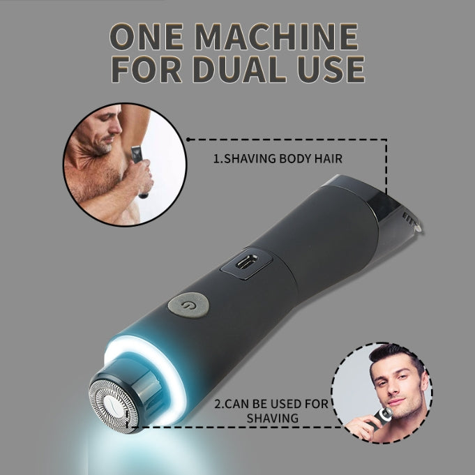 Máquina Cortapelos Eléctrica 2 en 1 Impermeable Hombre – Recortadora, Afeitadora y Perfiladora para Barba, Cuerpo e Ingles, Recargable USB, Motor Silencioso, Uso en Seco y Mojado