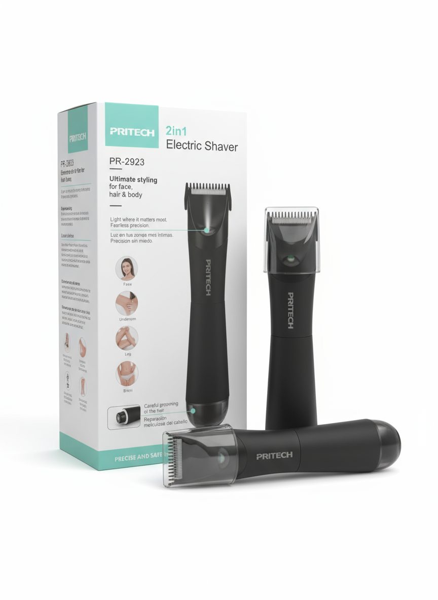 Máquina Cortapelos Eléctrica 2 en 1 Impermeable Hombre – Recortadora, Afeitadora y Perfiladora para Barba, Cuerpo e Ingles, Recargable USB, Motor Silencioso, Uso en Seco y Mojado