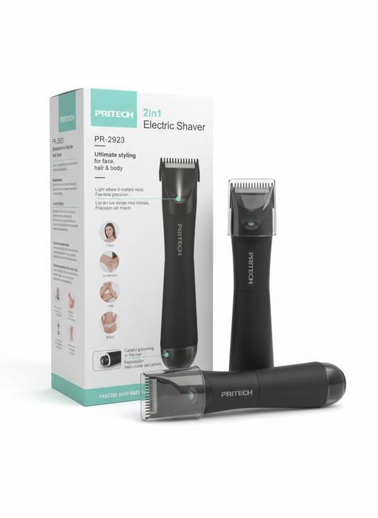 Máquina Cortapelos Eléctrica 2 en 1 Impermeable Hombre – Recortadora, Afeitadora y Perfiladora para Barba, Cuerpo e Ingles, Recargable USB, Motor Silencioso, Uso en Seco y Mojado