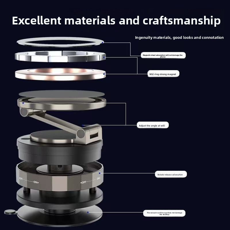 Soporte Magnético para Móvil Coche Compatible MagSafe, Negro – Rotación 360°, Ventosa Potente, Fijación Segura, Universal para iPhone y Android